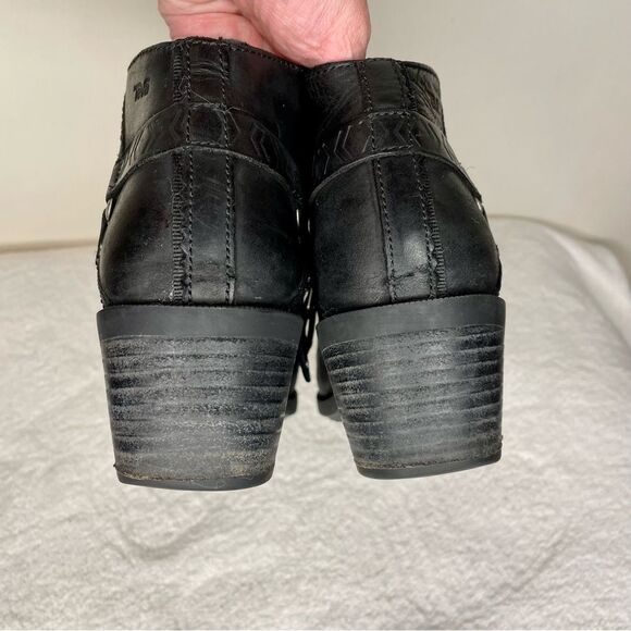 Teva Foxy Boots Leather Side Zip Ankle Booties Goth Emo Waterproof Black 8.5 - Picture 5 of 15